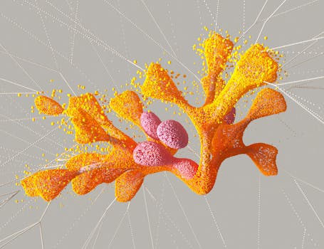 Colorful abstract representation of digital biology using CGI techniques, showcasing dynamic neural patterns.